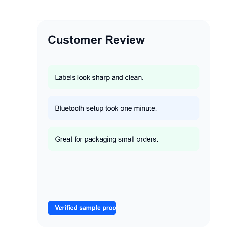 Customer review from small craft seller