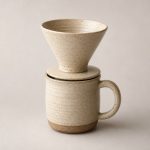 Handmade speckled cream ceramic pour-over dripper and mug set