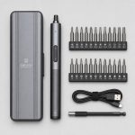 Full screwdriver kit flat lay with 24 bits and USB-C cable