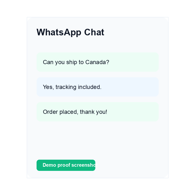 WhatsApp pre-order confirmation