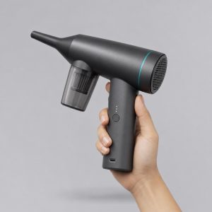 Graphite cordless air duster and mini vacuum held in one hand